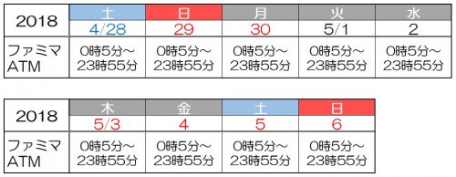 ゆうちょ銀行のゴールデンウィーク2018の窓口営業日やATMの引き出し手数料は?